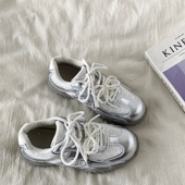 厚底阿甘鞋 喜叔爆款 夏季 透气休闲运动鞋 银色芭蕾德训鞋 女2025新款