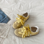 韩系运动板鞋 喜叔复古黄色德训鞋 系带休闲阿甘鞋 新款 潮 女2026春季