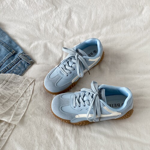 丑萌小众雾霾蓝德训鞋软底阿甘鞋