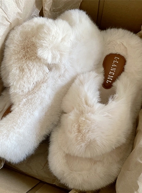 喜叔 ins超火厚底增高毛毛拖鞋女外穿2023冬季新款室内家居棉拖鞋