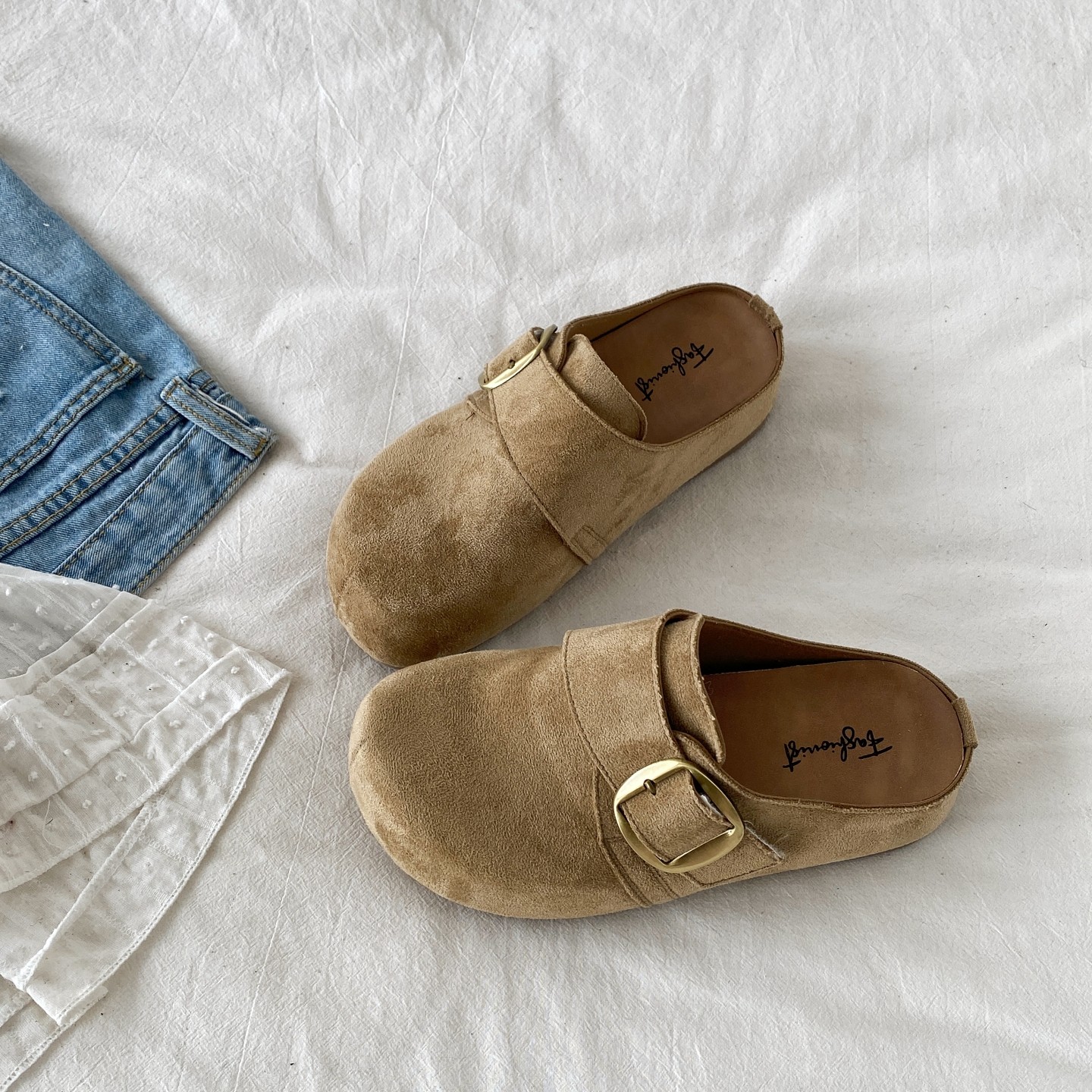 喜叔复古厚底半拖勃肯鞋女2026新款春秋外穿包头拖鞋一脚蹬懒人鞋,女鞋,勃肯鞋/软木鞋,淘宝优惠券,粉丝福利购,淘宝优惠卷