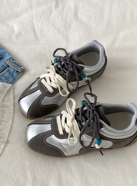 喜叔 爆款银灰色内增高阿甘德训鞋女款ins潮小众休闲板鞋运动鞋子