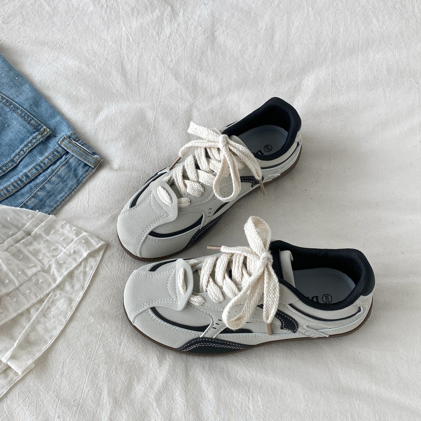 喜叔灰色小众阿甘鞋女2026春季新款复古平底德训鞋韩版休闲运动鞋,女鞋,德训鞋,淘宝优惠券,粉丝福利购,淘宝优惠卷