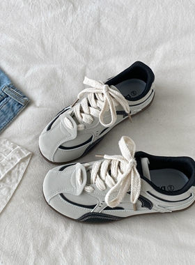 喜叔灰色小众阿甘鞋女2026春季新款复古平底德训鞋韩版休闲运动鞋