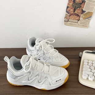 休闲跑鞋 喜叔透气轻便运动小白鞋 乒乓球训练鞋 入门级羽毛球鞋 女款