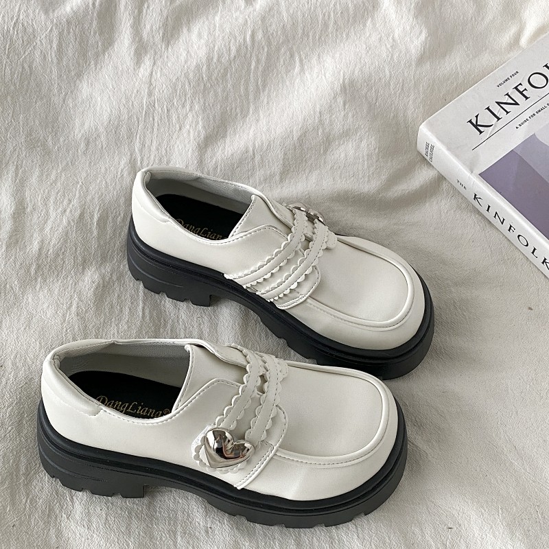 喜叔 温柔风白色厚底小皮鞋女英伦风乐福鞋配裙子粗跟玛丽珍单鞋,女鞋,乐福鞋（豆豆鞋）,淘宝优惠券,粉丝福利购,淘宝优惠卷