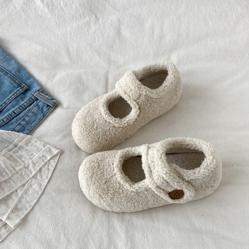 内增高白色玛丽珍毛毛鞋保暖棉鞋