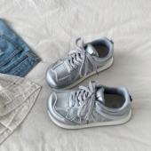 新款 银色阿甘鞋 女复古厚底德训鞋 喜叔2026春季 百搭休闲运动板鞋 子