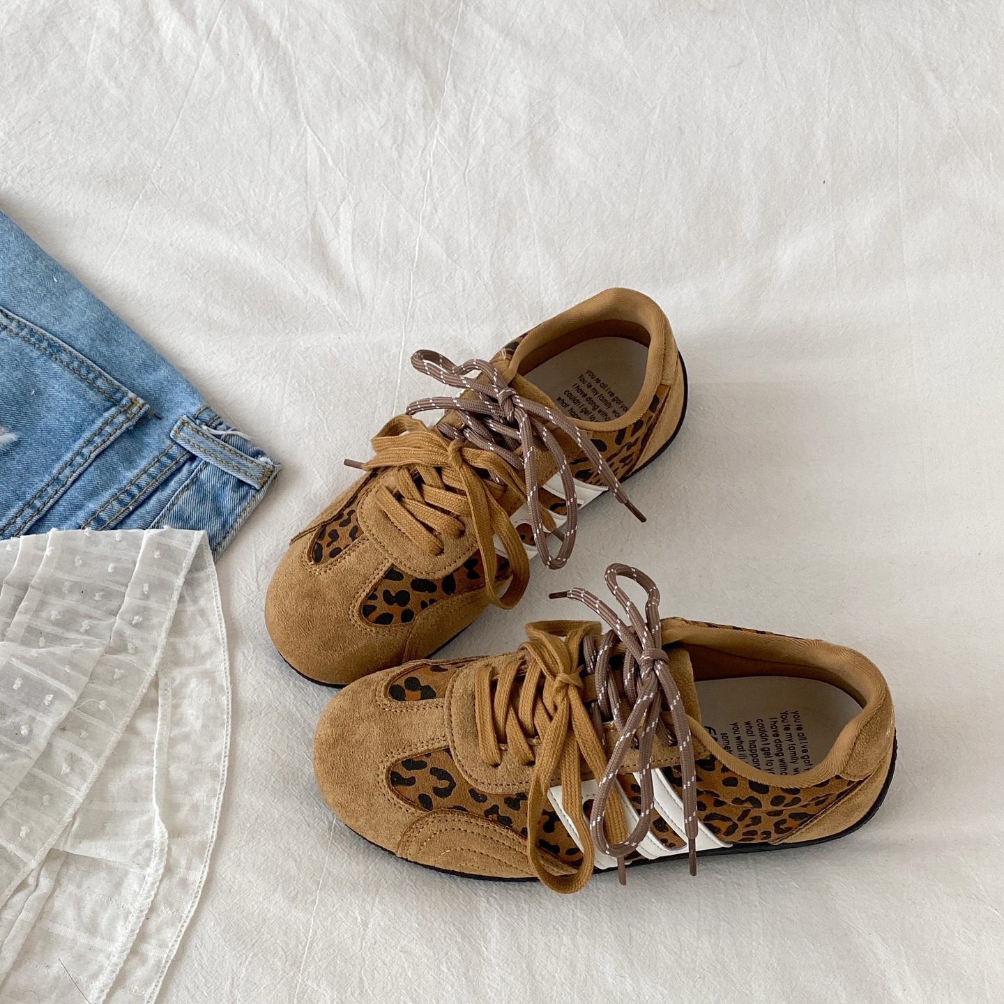 ins超火豹纹德训鞋加绒赛车鞋潮