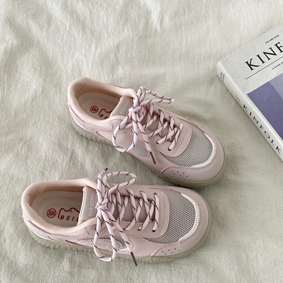 粉色单网透气德训板鞋爆款休闲鞋