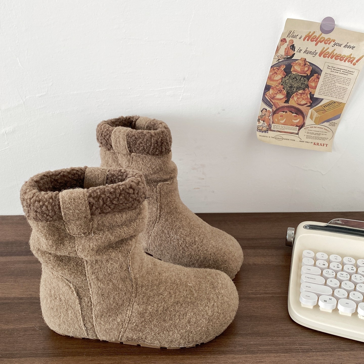 喜叔美拉德复古毛呢雪地靴女2025新款冬季保暖毛绒堆堆靴加绒棉鞋,女鞋,时尚雪地靴,淘宝优惠券,粉丝福利购,淘宝优惠卷