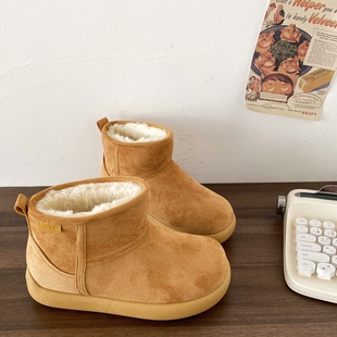 外穿毛毛短靴子 保暖加绒勃肯棉鞋 喜叔小土豆雪地靴女2025新款 冬季