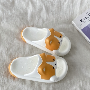 喜叔可爱卡通柯基拖鞋女夏外穿2025新款厚底防滑家居室内凉拖鞋男