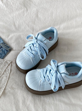 喜叔 复古蓝色厚底贝壳头板鞋女款ins潮春秋百搭德训鞋运动休闲鞋