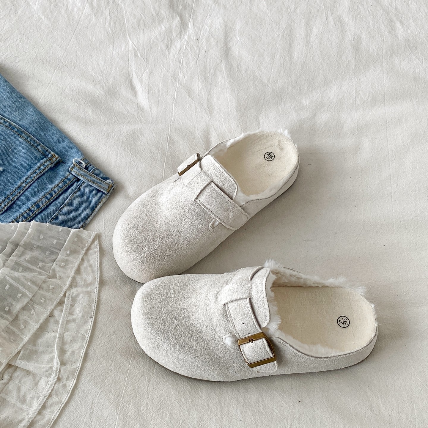 喜叔 冬季加绒保暖包头半拖鞋女外穿2025年新款一脚蹬毛毛勃肯鞋,女鞋,包头拖,淘宝优惠券,粉丝福利购,淘宝优惠卷