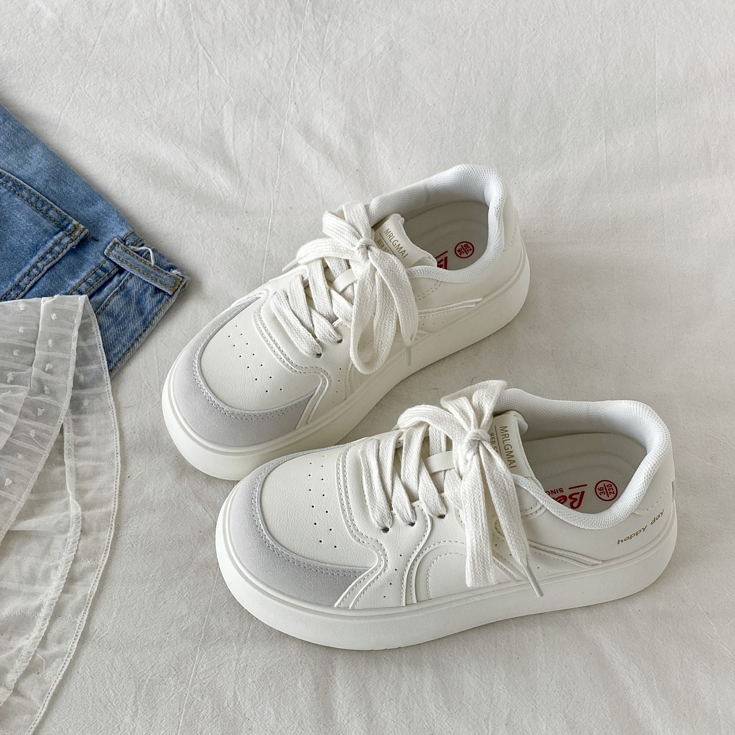 喜叔圆头百搭厚底面包鞋女2025秋季新款小白鞋chic小众板鞋汉堡鞋,女鞋,休闲板鞋,淘宝优惠券,粉丝福利购,淘宝优惠卷