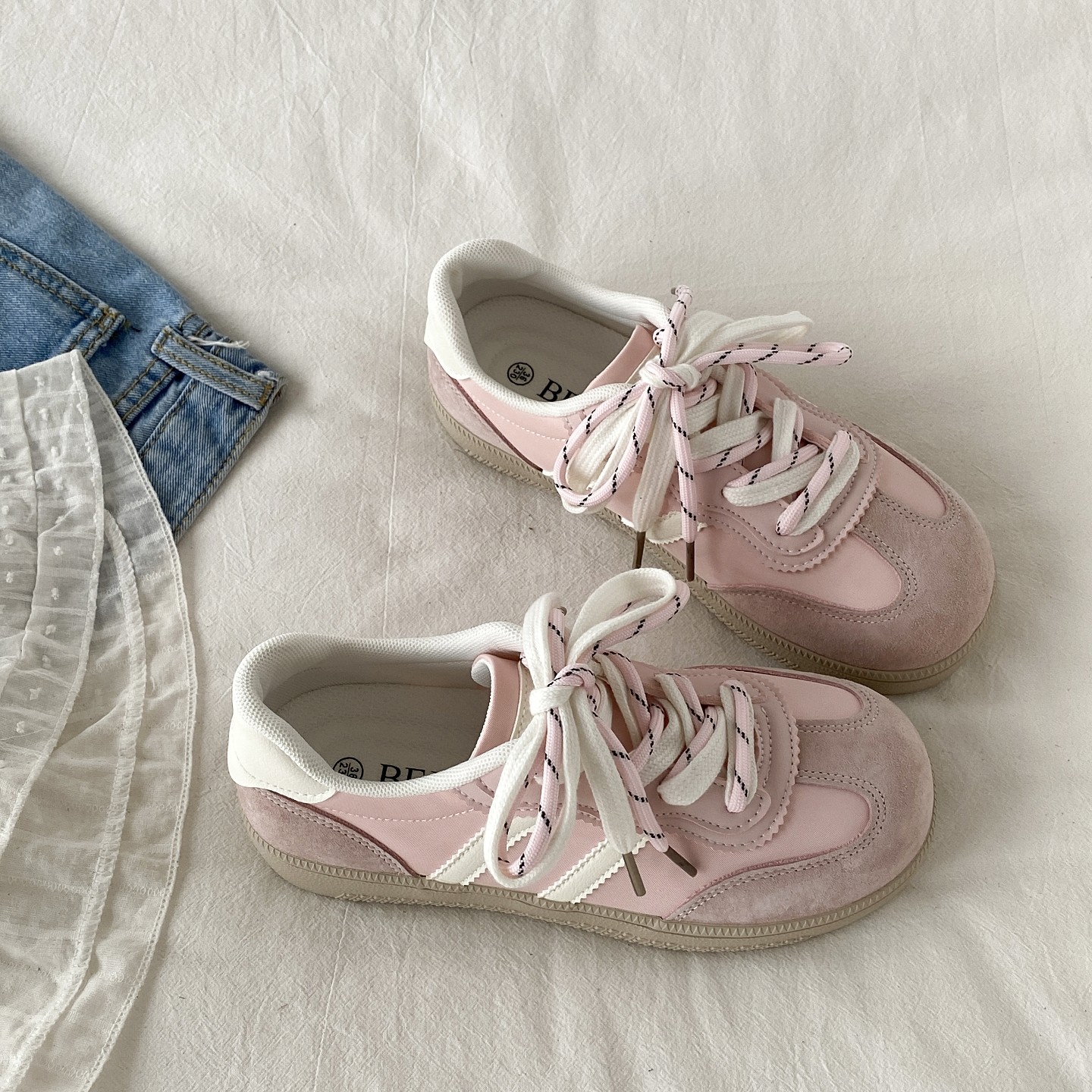 喜叔丑萌粉色小众设计感德训鞋女2025新款复古阿甘板鞋运动休闲鞋,女鞋,德训鞋,淘宝优惠券,粉丝福利购,淘宝优惠卷