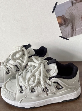 喜叔 2025秋季新款灰色面包鞋女国潮ins学院风情侣休闲运动滑板鞋