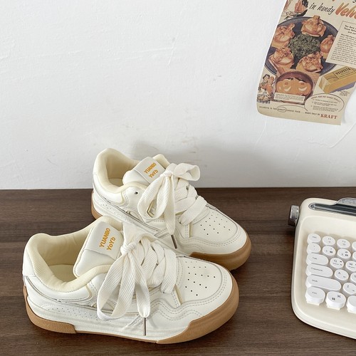 韩版复古厚底面包小白鞋百搭板鞋