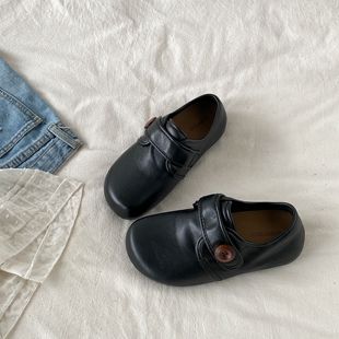 喜叔 复古黑色内增高勃肯鞋女2026新款春季软底小皮鞋一脚蹬单鞋