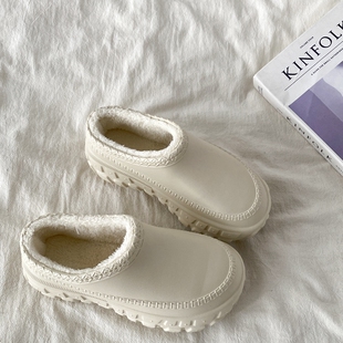 喜叔轮胎底包跟棉拖鞋 增高厚底雪地靴 女秋冬外穿防滑防水加绒棉鞋