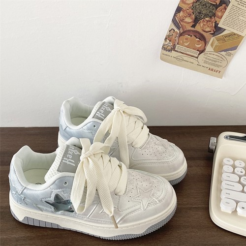 渐变色星星鞋女ins潮面包小白鞋