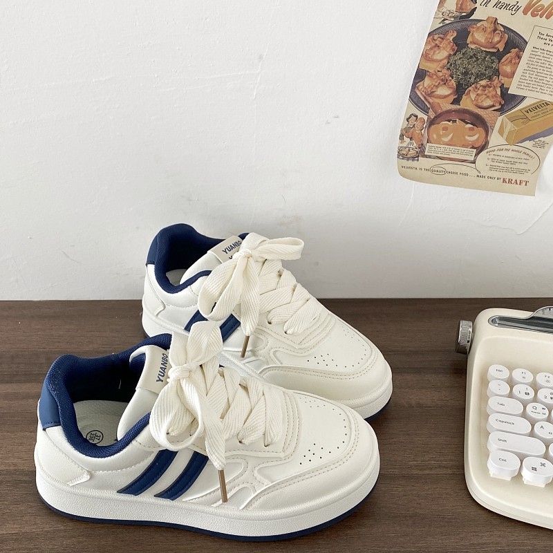 喜叔复古学院风厚底小白鞋女2025新款百搭运动休闲板鞋小众面包鞋,女鞋,休闲板鞋,淘宝优惠券,粉丝福利购,淘宝优惠卷