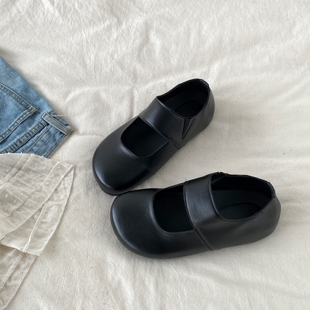 喜叔黑色玛丽珍鞋女2026春季新款复古圆头内增高单鞋一脚蹬勃肯鞋