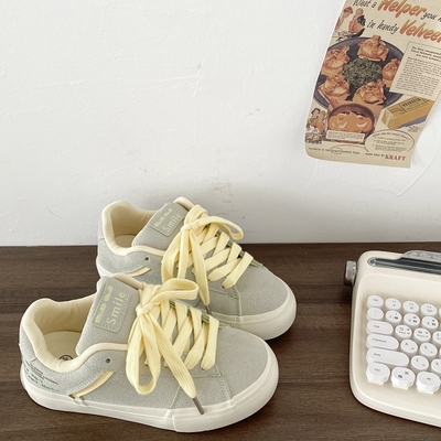 小众拼色厚底面包鞋复古美式板鞋