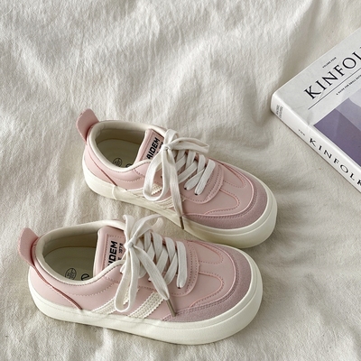 粉色厚底板鞋女款丑萌大头德训鞋