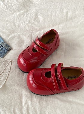 喜叔丑萌红色厚底玛丽珍鞋女2026春夏新款内增高勃肯鞋配裙子单鞋