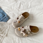 厚底一脚蹬勃肯鞋 新款 女外穿2026春季 喜叔可爱卡通小马包头半拖鞋