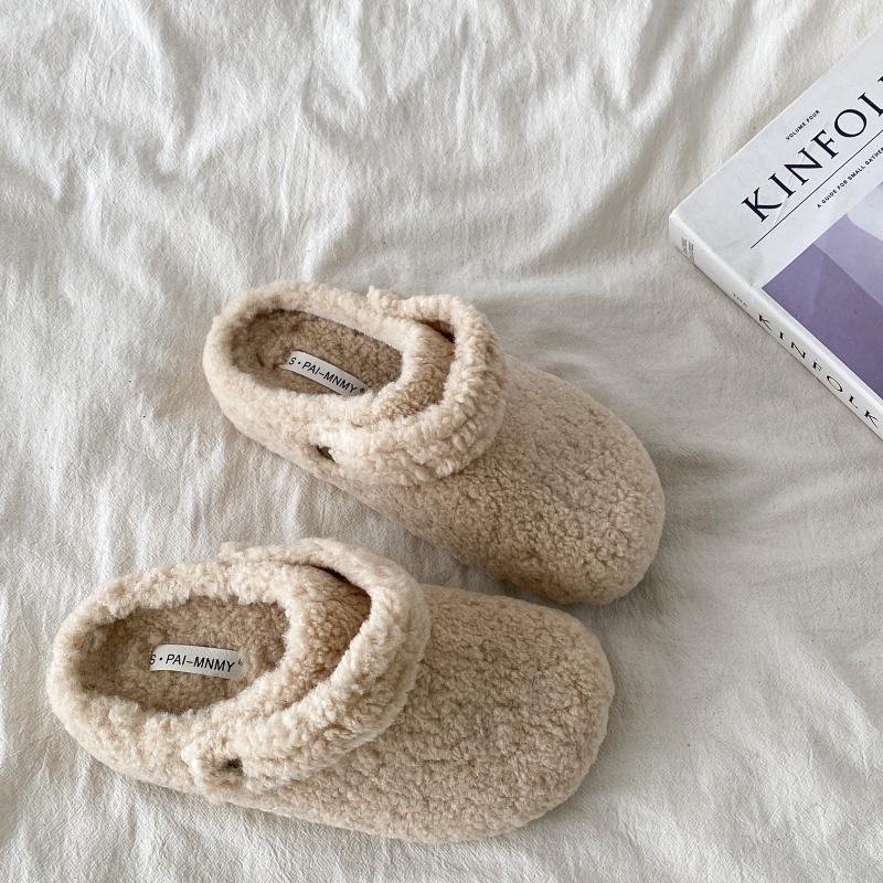 两穿加绒勃肯鞋冬季包头半拖鞋女