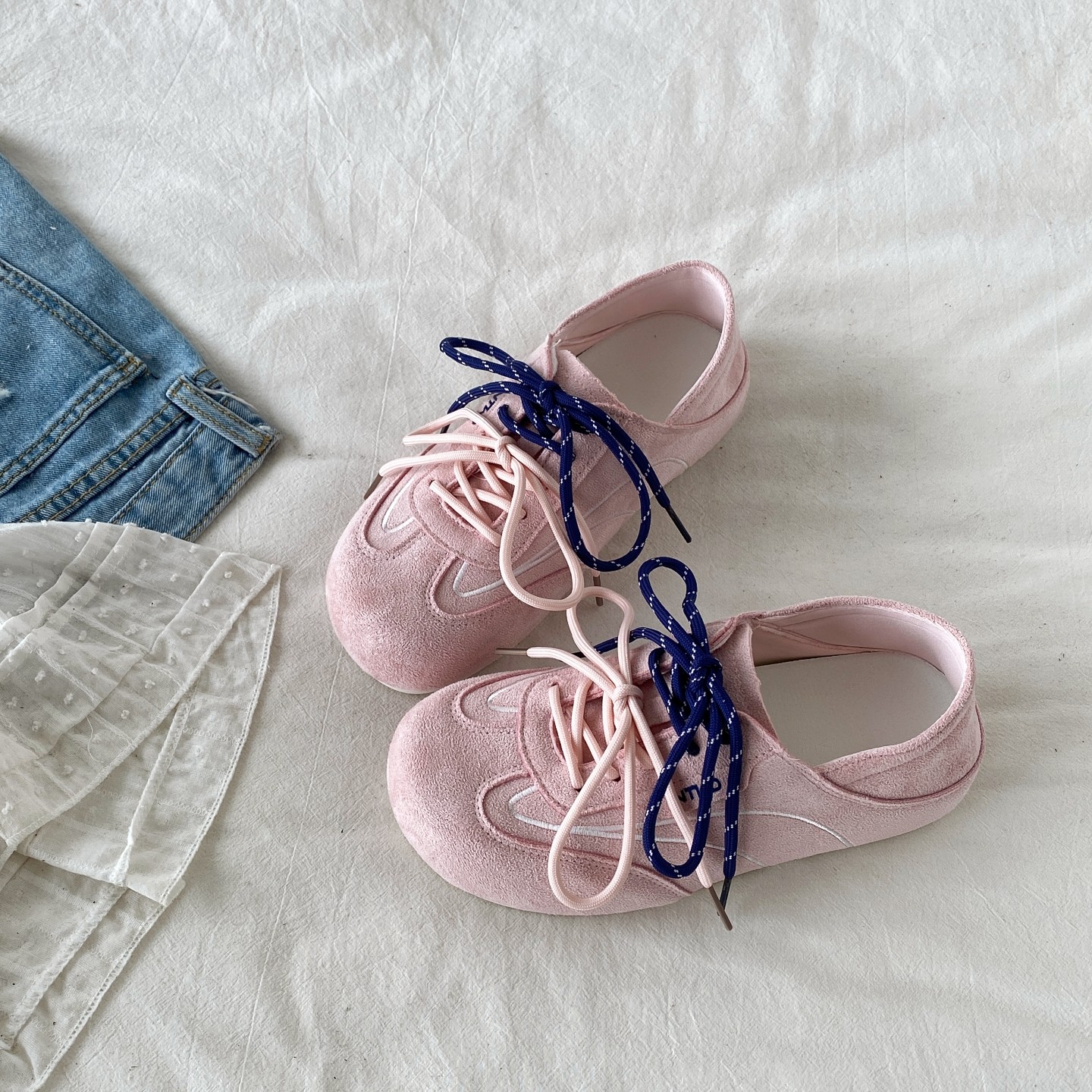 喜叔粉色小众平底阿甘鞋女2026春季新款德训鞋韩版休闲运动板鞋潮,女鞋,休闲板鞋,淘宝优惠券,粉丝福利购,淘宝优惠卷