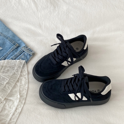 学院风百搭小众黑色板鞋德训鞋子