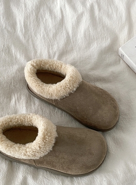 喜叔 复古加绒全包勃肯鞋小土豆棉鞋2025新款秋冬保暖毛毛雪地靴