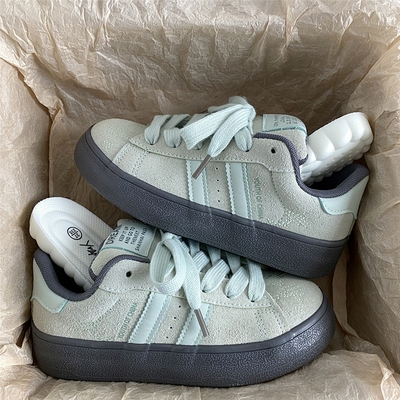 爆款薄荷绿圆头复古增高板鞋子潮