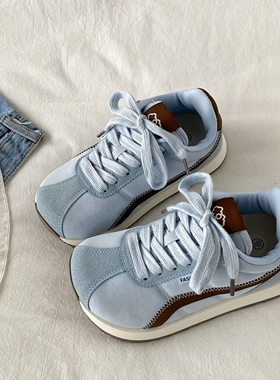 喜叔复古丑萌方头阿甘鞋女款秋季百搭厚底运动休闲鞋小众德训板鞋