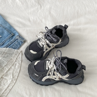 休闲阿甘鞋 喜叔丑萌灰色厚底加绒老爹鞋 二棉运动鞋 冬季 女2025新款