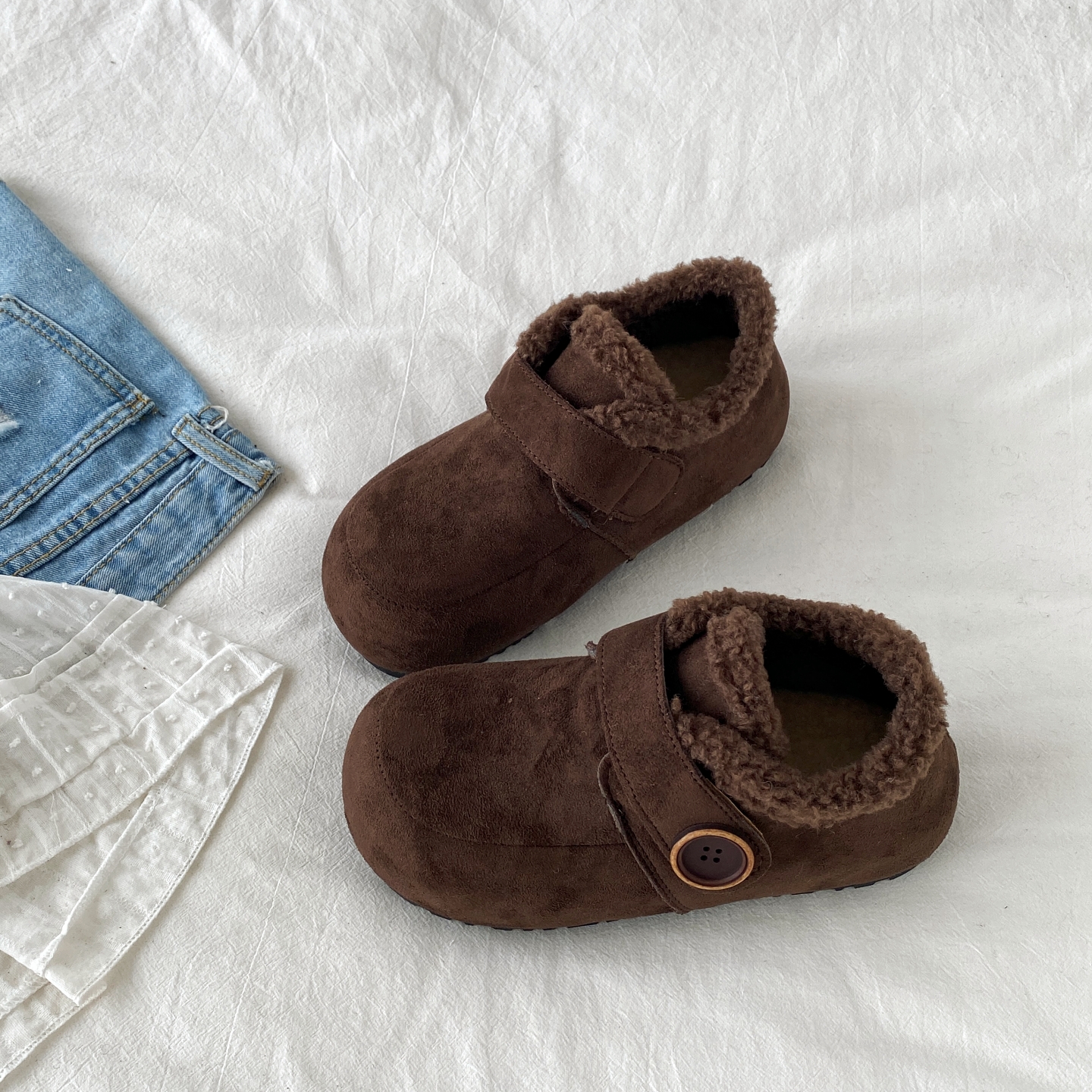 美拉德复古加绒勃肯鞋内增高棉鞋