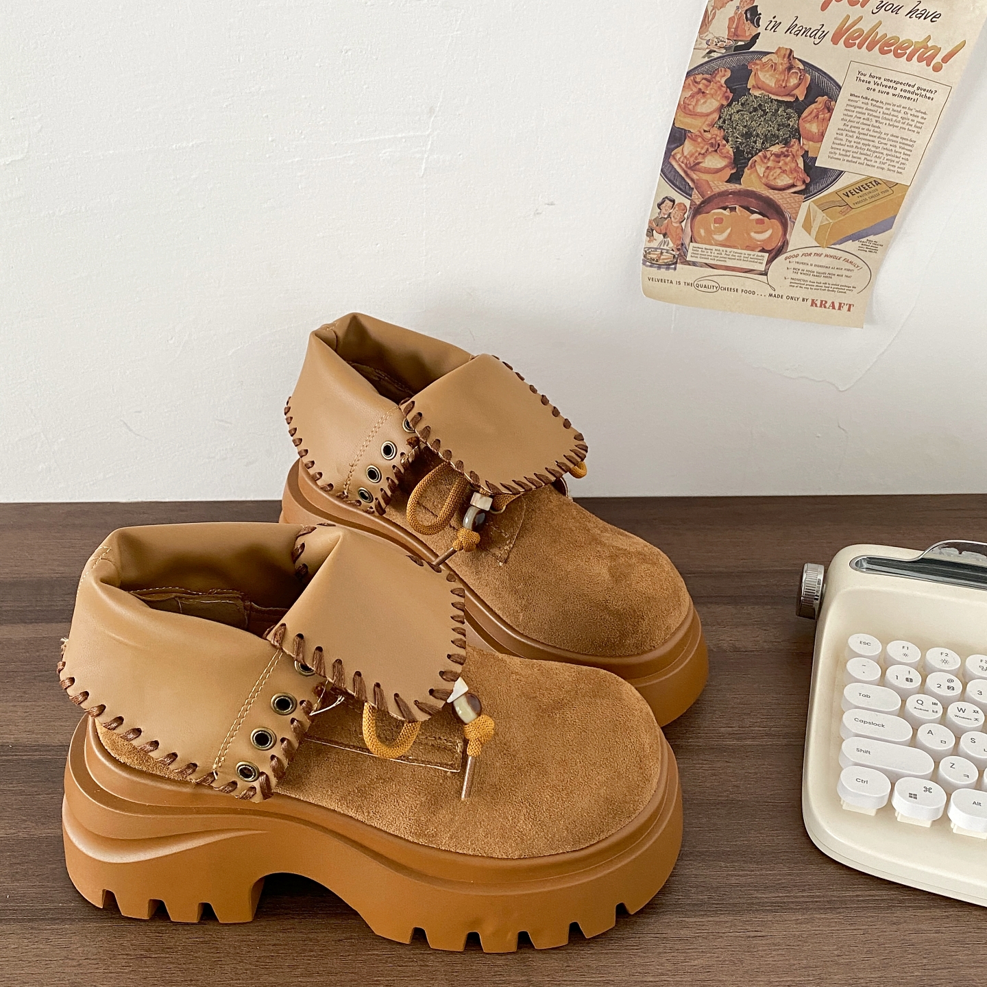 复古棕色厚底增高马丁靴英伦短靴