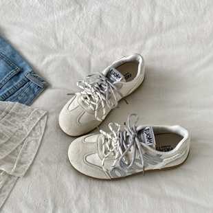 韩系休闲运动小白鞋 女ins潮复古软底阿甘鞋 小众设计感德训鞋 喜叔