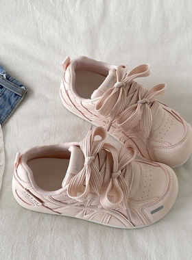 喜叔小众粉色德训板鞋女款2025新款夏季丑萌大头运动鞋软底阿甘鞋