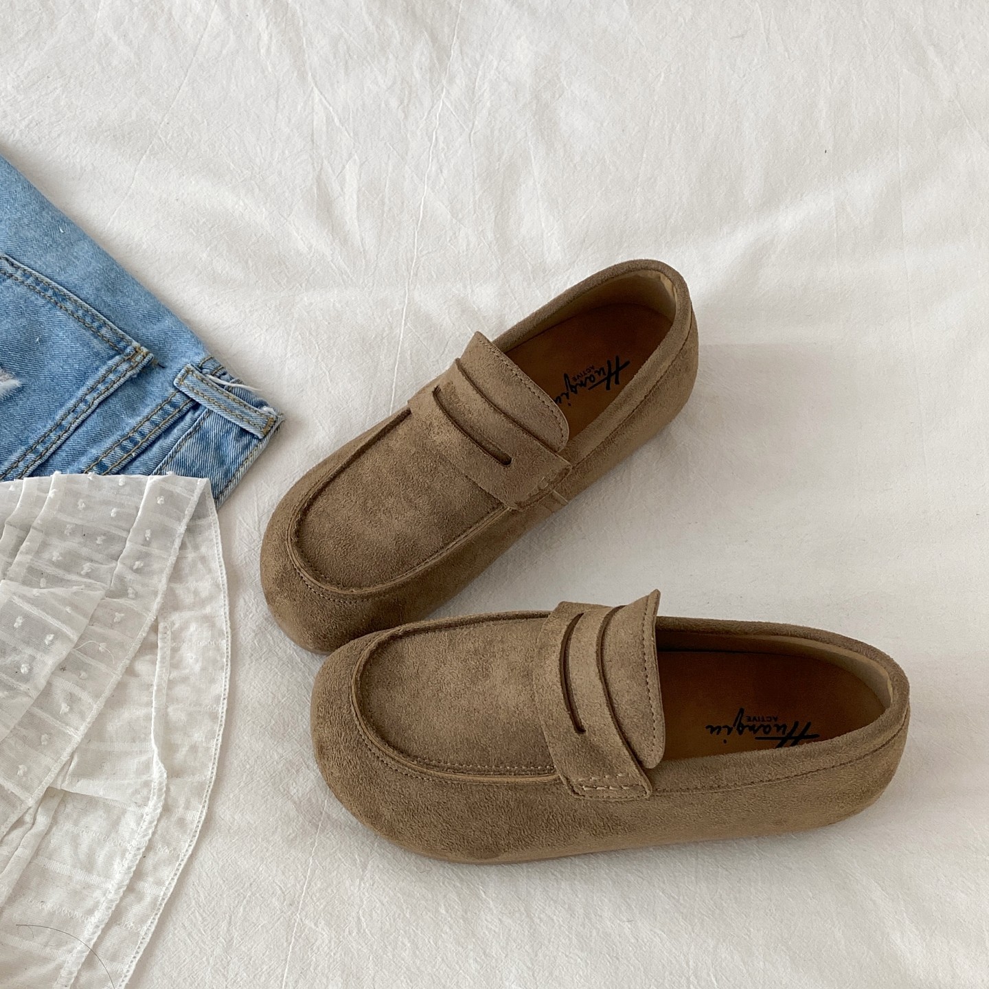 喜叔复古内增高全包勃肯鞋女2025新款秋季一脚蹬懒人乐福鞋豆豆鞋,女鞋,乐福鞋（豆豆鞋）,淘宝优惠券,粉丝福利购,淘宝优惠卷