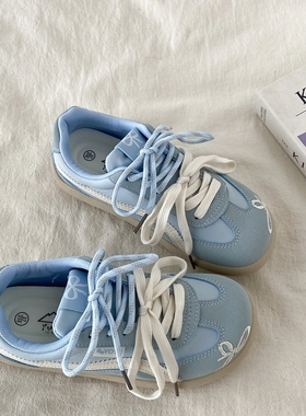 喜叔小众蓝色德训鞋女2025夏季新款百搭透气板鞋韩版运动休闲鞋潮