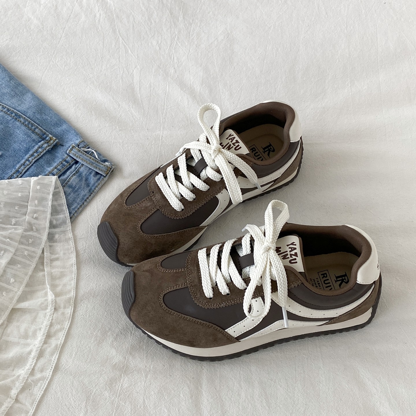 喜叔美拉德棕色厚底阿甘鞋女款秋冬小众复古德训鞋时尚休闲运动鞋,女鞋,时尚休闲鞋,淘宝优惠券,粉丝福利购,淘宝优惠卷