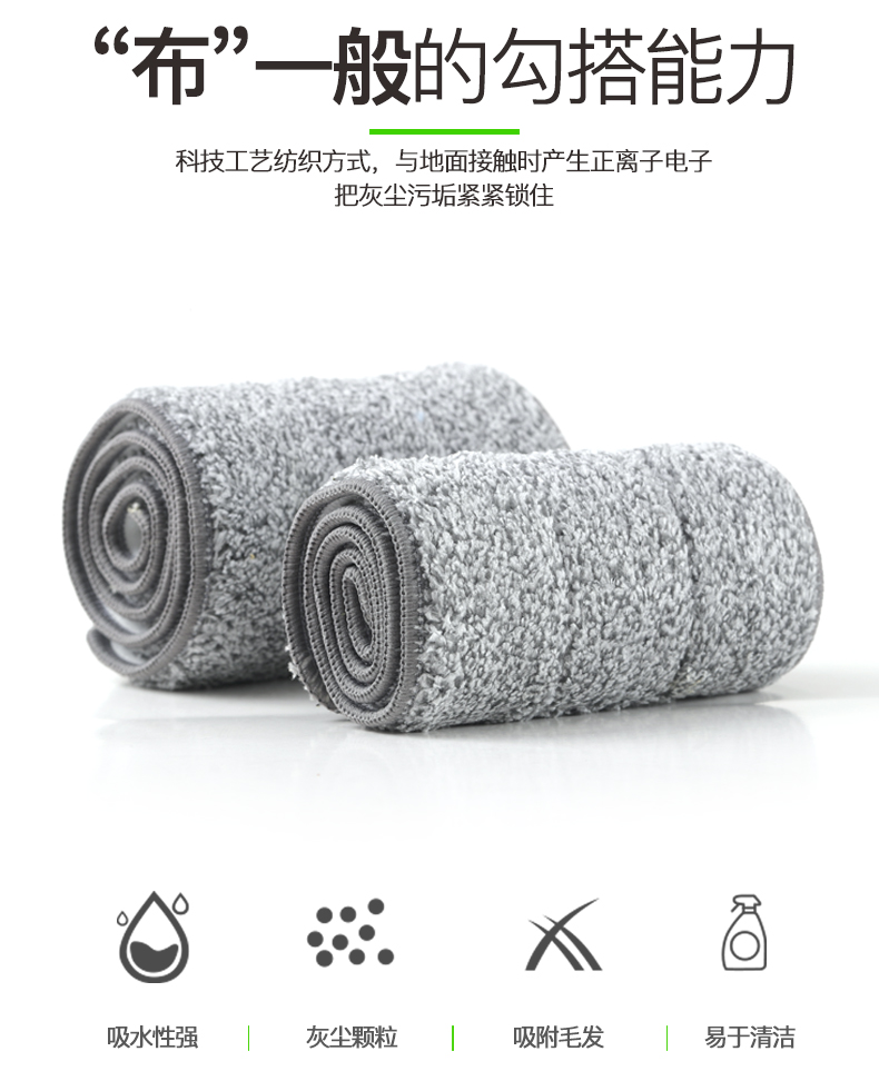 大号90平板拖把免手洗一拖家用墩布懒人地拖布净商用尘推干湿两用