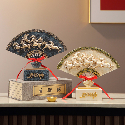 新中式八骏马摆件客厅玄关