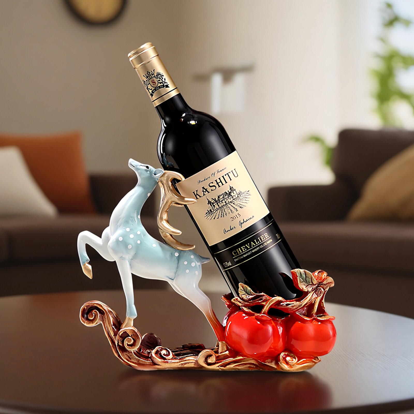 创意实用新中式一路顺柿红酒架葡萄酒架子洋酒收纳摆件家居饰品