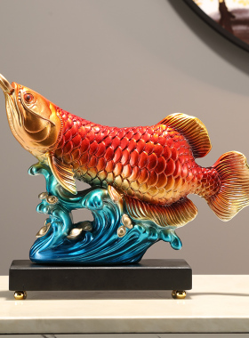 创意新中式招财金龙鱼玄关装饰摆件家居饰品客厅电视柜酒柜摆设礼